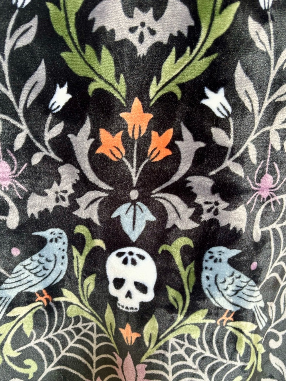 Cynthia Rowley Black Skull & Bird Decorative HalloweenThrow - Picture 2 of 3